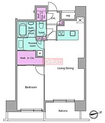 レジディアタワー目黒不動前 1LDKの間取図画像