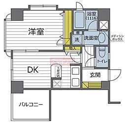 ベルザ南麻布 1DKの間取図画像