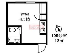 ウィング大崎 ワンルームの間取図画像