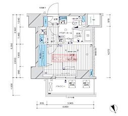 メインステージ目黒3 1Kの間取図画像