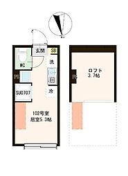 リネア平和台 ワンルームの間取図画像