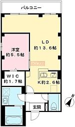 オンドワミュゾンM東麻布 1LDKの間取図画像