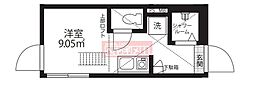 クレシェンド学芸大学 2階ワンルームの間取り