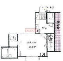 西武池袋線 江古田駅 徒歩4分の賃貸アパート 1階ワンルームの間取り