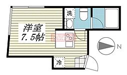 都営三田線 板橋区役所前駅 徒歩7分の賃貸マンション 4階ワンルームの間取り