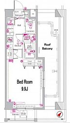 グラントゥルース小竹向原 4階1Kの間取り