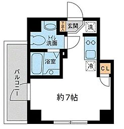 JR山手線 池袋駅 徒歩13分の賃貸マンション 7階ワンルームの間取り