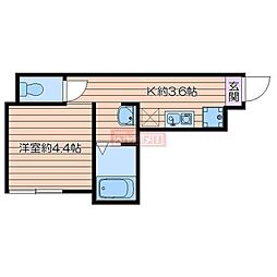 ラプラス南池袋 1階ワンルームの間取り
