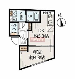 コンフォートわせだ 3階1DKの間取り