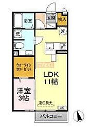モナリエ平和台I 2階1LDKの間取り