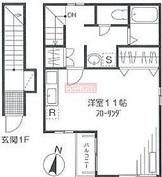ヴィラ雅風 2階ワンルームの間取り