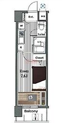 ガラ・シティ茗荷谷 7階1Kの間取り