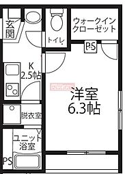 カーサＫ 3階1Kの間取り