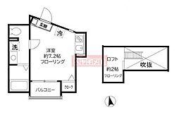 ヌーヴォープリエール 3階ワンルームの間取り