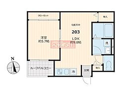 メディボヌール 2階1LDKの間取り