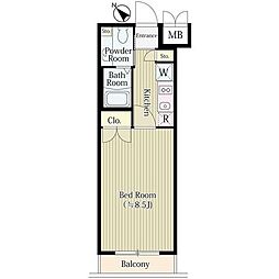 ル・ボワ平和台 3階1Kの間取り