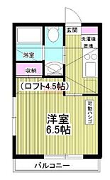 ピュア氷川台二番館 1階1Kの間取り