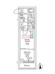 西武有楽町線 新桜台駅 徒歩6分の賃貸マンション 2階1DKの間取り