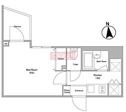 ＫＤＸレジデンス早稲田鶴巻 9階1Kの間取り
