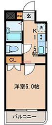 ルネ南常盤台 1Kの間取図画像