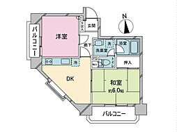 メゾンランジェ早稲田 2DKの間取図画像