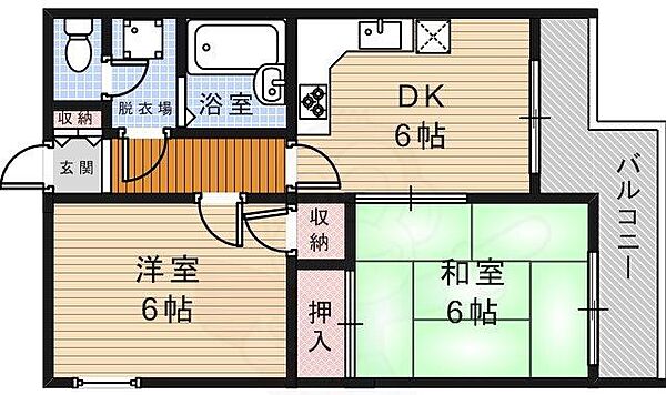 ダンディライオン宝塚2 101｜兵庫県宝塚市山本中２丁目(賃貸マンション2DK・1階・43.74㎡)の写真 その2