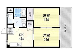 シャルム・オーリン1 2DKの間取図画像