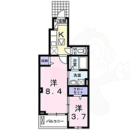 ラ サクセション宝塚 1階2Kの間取り