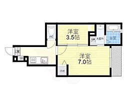グラシア池尻 1階2Kの間取り