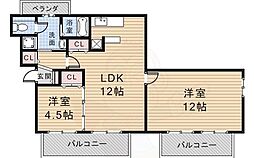 ViewTerrace売布 2LDKの間取図画像