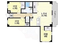 リジェール宝塚 3LDKの間取図画像