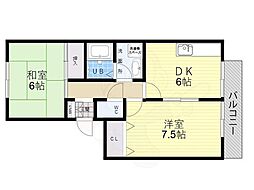 ダイヤモンドヘッド 2DKの間取図画像
