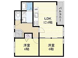 サンビオラ1番館 2LDKの間取図画像