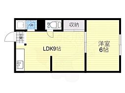 売布ハイツ 1LDKの間取図画像
