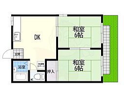 安井ハイツ 2DKの間取図画像
