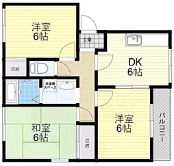 アド・ザックス北野A 3DKの間取図画像