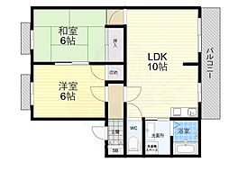 谷添ハイツB 2LDKの間取図画像