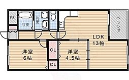 サンクレール 2LDKの間取図画像