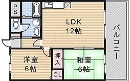 エスペランサ宝塚 2LDKの間取図画像