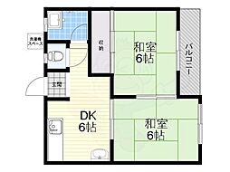 茶谷マンション 2DKの間取図画像