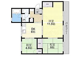 中山五月台住宅8号棟 3DKの間取図画像