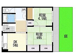 安倉西マンション 2DKの間取図画像
