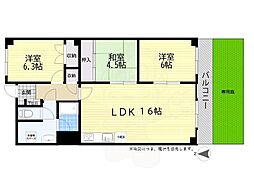 逆瀬川グリーンハイツB棟 3LDKの間取図画像