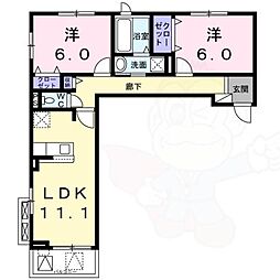 レイアフォレスト3 2LDKの間取図画像