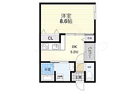 GKレジデンス中州 1DKの間取図画像