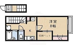 レオパレスグリーンアベニュー 1Kの間取図画像