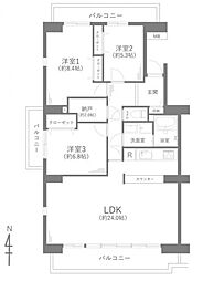 シーアイハイツ町田F棟 3LDKの間取り