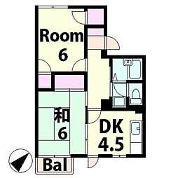 95番館 2DKの間取図画像