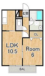 近江鉄道近江本線 日野駅 徒歩33分の賃貸アパート 2階1LDKの間取り