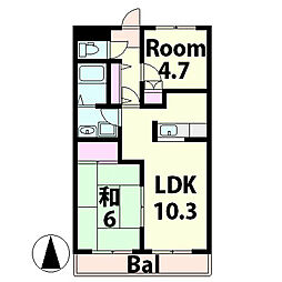 リベルテパレス 2LDKの間取図画像